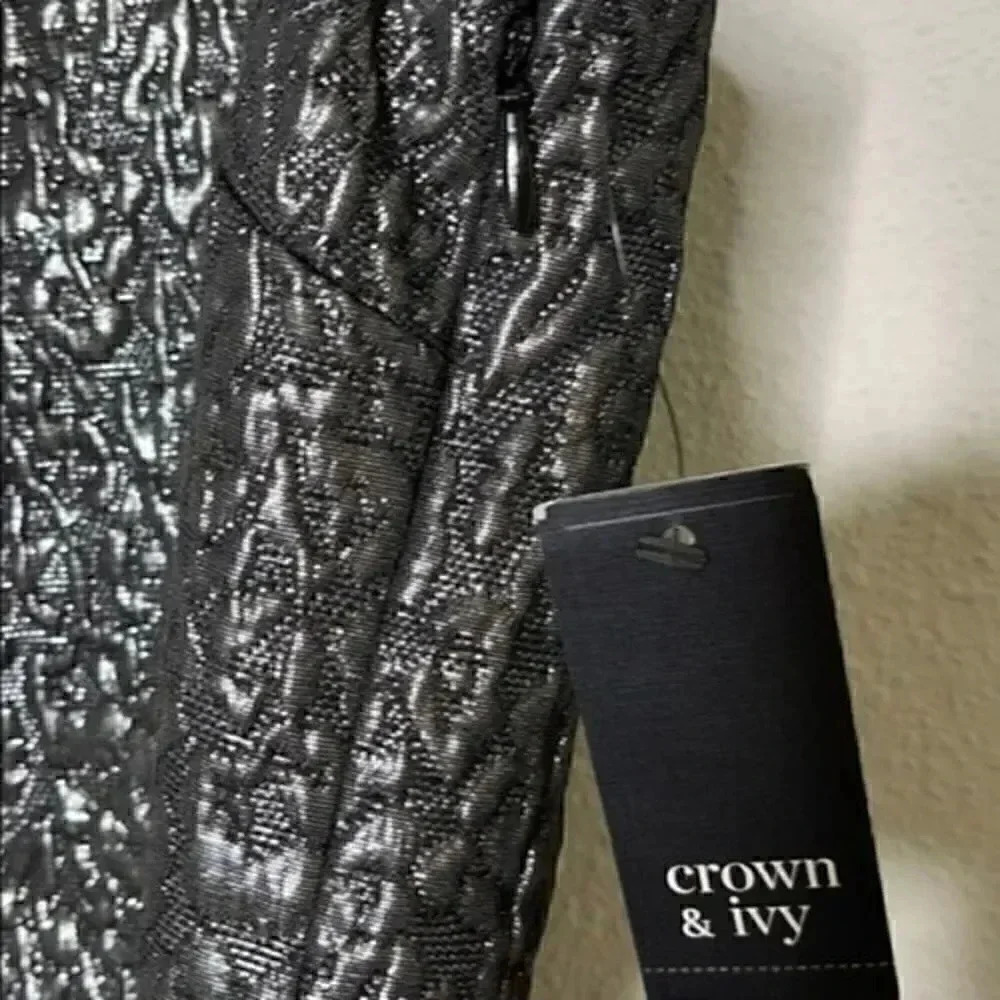 Crown & Ivy NWT sz 4 sleeveless little black metallic dress - Picture 6 of 7